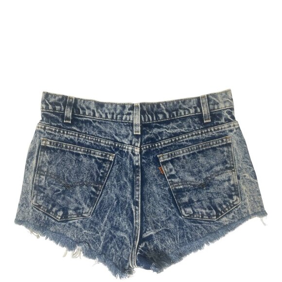 Levi’s 575 Vintage 80s Orange Tab Blue Acid Wash Cut Off Jean Shorts 33 Upcycled - Picture 1 of 14